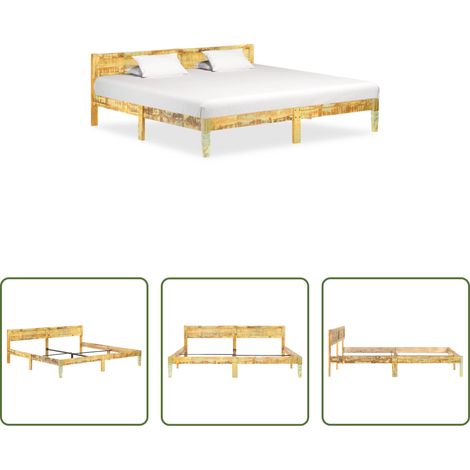 vidaXL Lit vintage - Cadre de lit sans matelas Bois de récupération massif 200x200cm (1/5)