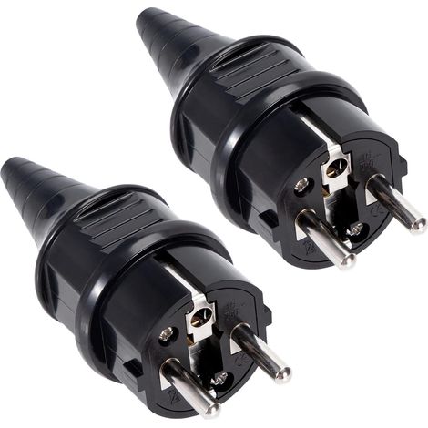2 Pièces Prise Electrique Male Fiche Electrique 250V 16A Prises Males pour Câble Protection IP44 Adaptée à Intérieur Fiches de Rechange Noir (1/5)