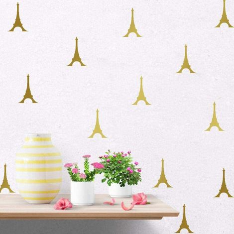 Tower motif autocollant mural vinyle doré, déco chambre enfant DIY, art mural adhésif pour salon, maison, 1 pièce (1/3)