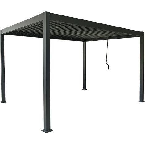 Pergola bioclimatique autoportante en aluminium avec lames orientables - 12 m² - anthracite - AMALFI (1/5)