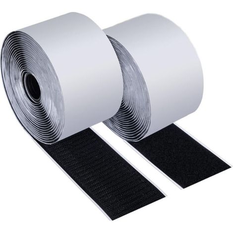 Großes, extra starkes Klebeband (5 m × 50 mm), doppelseitiges Klettband auf Rolle, ideal zum Organisieren und Zusammenbauen von Gegenständen in Haus und Büro. (1/5)