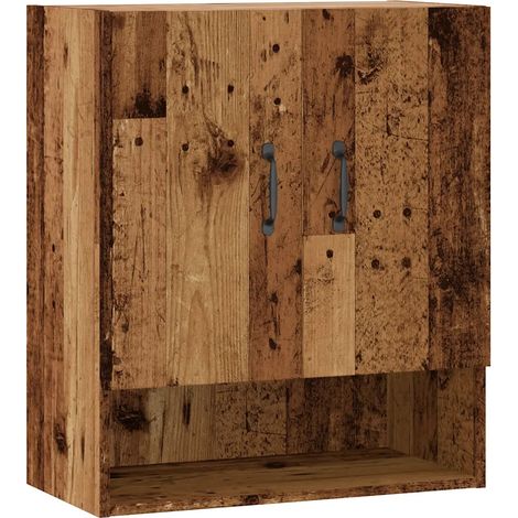 Mobile contenitore decorativo a parete 60 x 31 x 70 cm legno composito finitura effetto legno anticato 020051021
