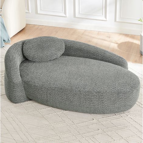 Divano 1 posto in teddyfleece grigio scuro con cuscino, 170 x 96 x 62 cm DESVIAE (1/5)