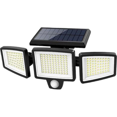Lampe étanche solaire, projecteur de sécurité à détecteur de mouvement 210 LED, d'extérieur IP65, angle d'éclairage de 270° (1/5)