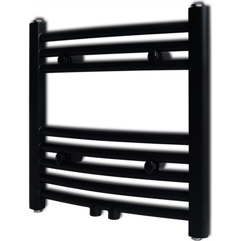 Black Bathroom Central Heating Towel Rail Radiator Curve 480 x 480 mm