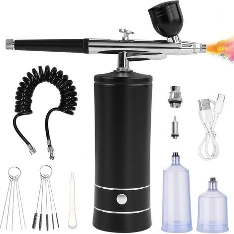 Set di pistole a vernice elettriche portatili, adatte per dipingere, tatuare, decorare unghie e torte, colore nero. (1/5)