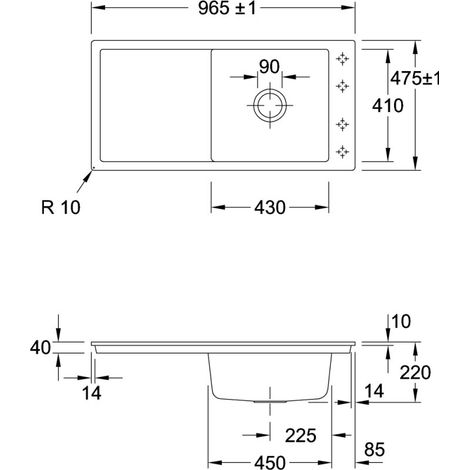 Villeroy & Boch 67900FR1 SP Timeline 60 plat 965x475mm IB