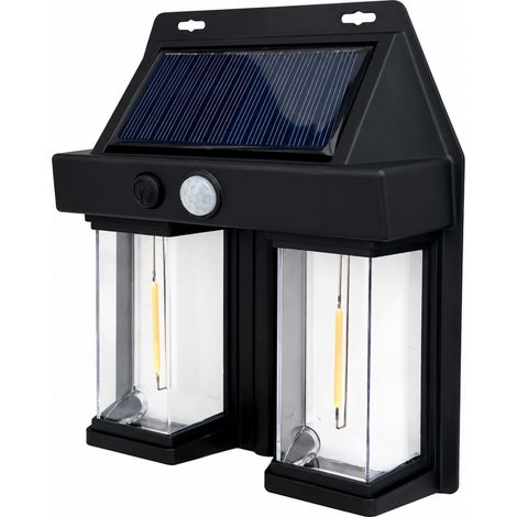 Applique murale solaire extérieure double tête filament LED avec détecteur de mouvement 3 modes réf 8950 15,5 × 5,7 × 15,8 cm 246 g – Livraison gratuite