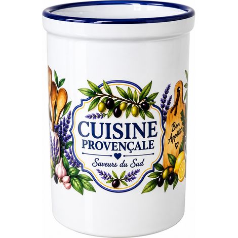 Pot à ustensiles céramique Provence olives et lavande 13 cm (1/3)