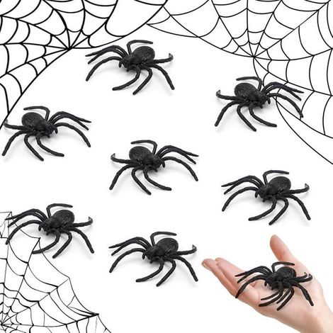 Araignée Halloween,8 Pièces Decoration Araignée Noire,Figurine Araignee,Fausse Araignee pour 8 Pièces DECORS DE TABLE (1/5)