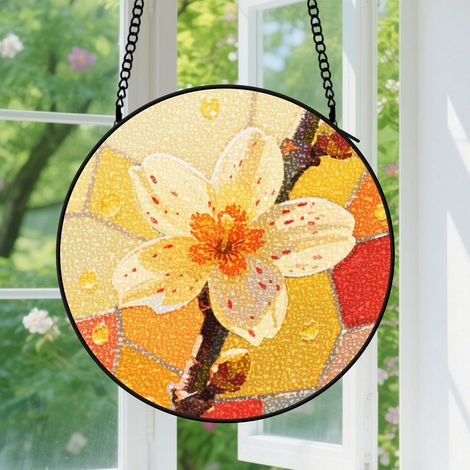 Suspension en vitrail - Attrape-soleil artistique élégant minimaliste, décoration maison colorée, cadeau Fête des Mères pour femme, homme, maman 9cm (1/5)