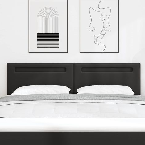 vidaXL Tête de lit LED Noir Cuir synthétique (1/5)