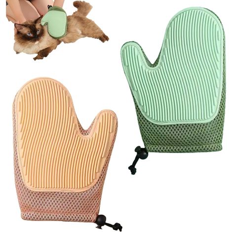 Gant de toilettage pour chiens et chats - Gant d'épilation et de massage doux - Élimine efficacement les poils morts des chiens, chats et chevaux à poils courts et longs (1/5)