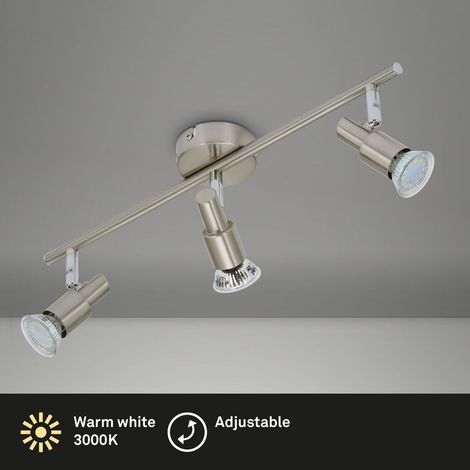 Faretto LED per soffitto orientabile e inclinabile 3xGU10 9W nichel opaco Briloner (1/5)