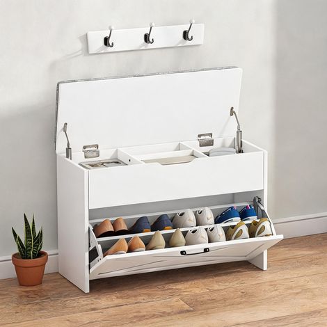 Console bianco en mDF tessuto effetto lino 80 x 30 x 55 cm (1/5)