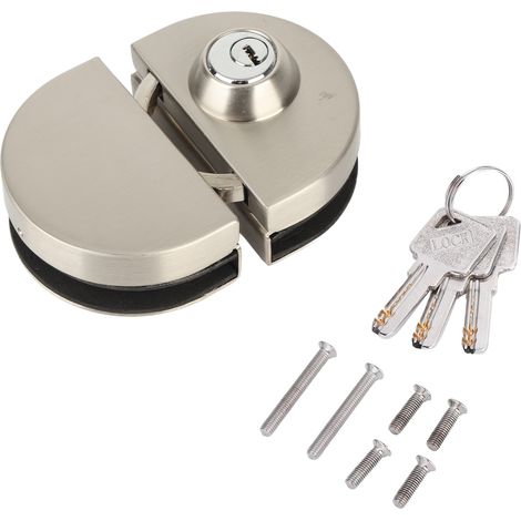 Serrure coulissante en acier inoxydable pour porte vitrée de 10 à 12 mm d'épaisseur, avec 3 clés, pour la maison. (1/5)