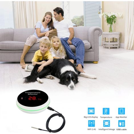 Sensore di temperatura Wi-Fi Tuya con sonda esterna impermeabile, monitor di temperatura intelligente con display LCD retroilluminato, batteria ricaricabile (1/4)