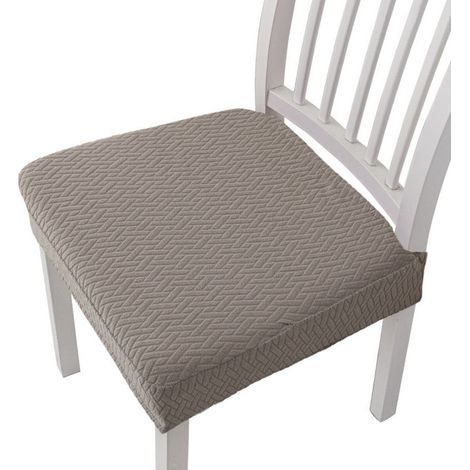 Lot de 10 housses de chaise de salle à manger en jacquard amovibles et lavables - Housse de chaise extensible taupe, pour hôtel et maison (1/4)