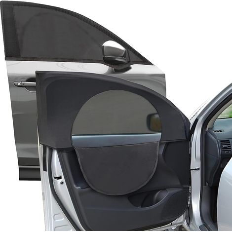 Pare-soleil pour voiture bébé, filet pare-soleil en 2 parties, pare-soleil de fenêtre, protection solaire pour l'avant de la voiture, bloque les rayons UV, convient à la plupart des voitures (vitres a (1/5)