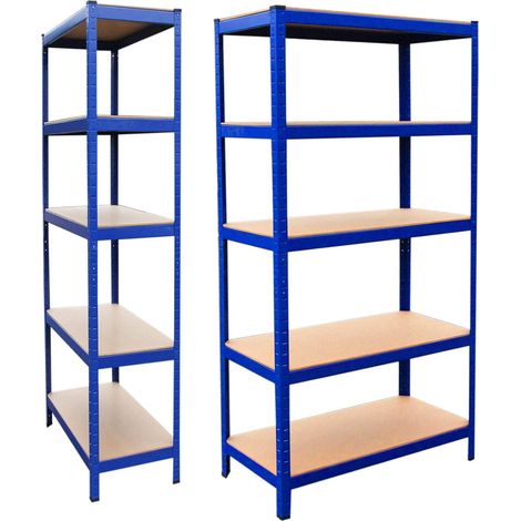 Étagère en acier robuste-support de rangement en métal-installation sans vis-hauteur et disposition réglables-convient aux bureaux, garages et autres lieux -200 x 100 x 50 cm-bleu