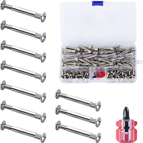 Ensemble de 140 Pièces de Connecteurs de Meubles M4, Vis de Raccordement (70 x Vis pour Meubles, 70 x Vis à Gaine), Vis de Connexion pour Meubles avec Filetage pour Meubles de 31-40mm (1/5)
