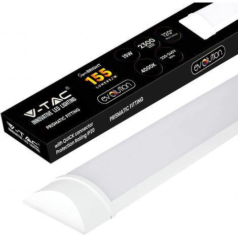 Plafonnier LED Linéaire - 60 cm 15W - Tube LED - Lampe Rectangulaire IP20 pour Mur, Garage, Entrepôt, Bureau - Couleur de Lumière 4000k Blanc Naturel (1/5)