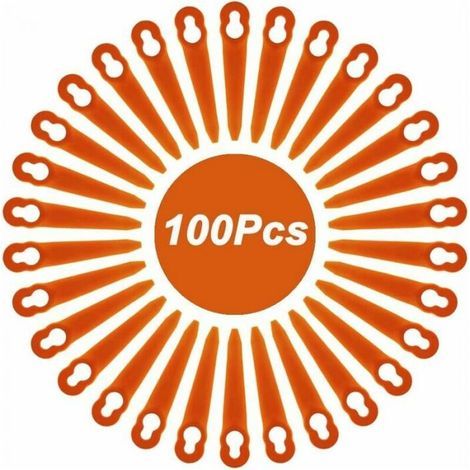 100pcs Plastic Replacement Blades for Strimmer Lawn Mower Blade Cordless Brush Cutter Blades Replacement Cutting Blades for Garden Lawn (L83 Orange) (1/4)