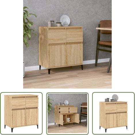 The Living Store Sideboard Sonoma-Eiche 60x35x70 cm Holzwerkstoff - Sideboard - Wohnzimmermöbel - Eiche Dekor - Holz Sideboard - Regal (1/5)