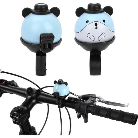 Sonnette de bicyclette enfant en métal, design cartoon mignon bleu pour vélo (1/4)