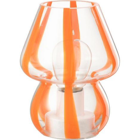 Lampe à Poser Rayures en Verre "Ophelie" 19cm Orange (1/5)