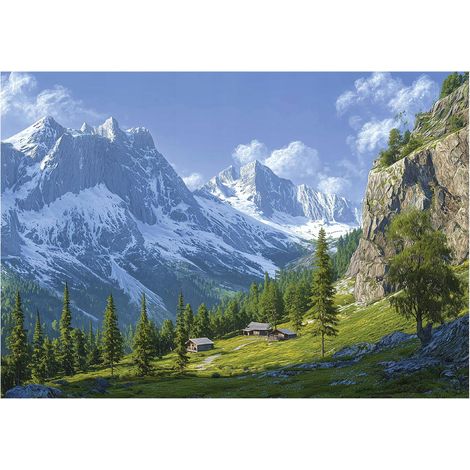 Papier peint mural montagnes 3D nature paysage intissé grand format design intérieur salon chambre pas cher 350x250 cm