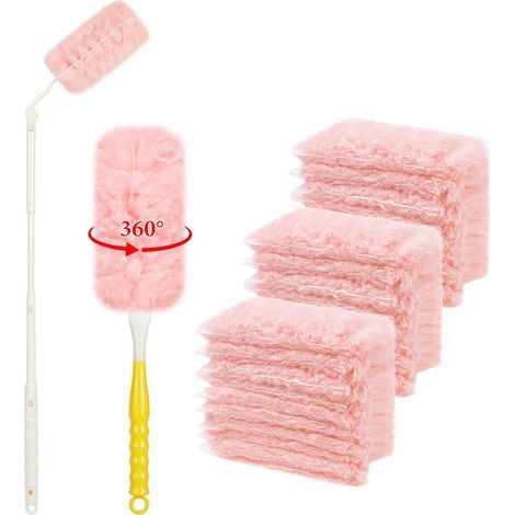 32 Pièces Plumeau Poussiere Recharge Kit, 360 degrés pour Plumeau Duster avec Telescopique et Poignée, Kit de Électrostatique (1/4)