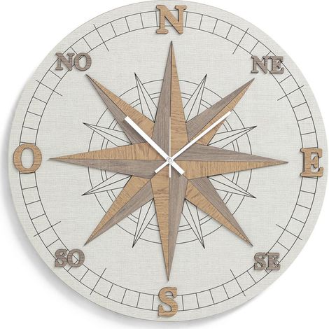 Orologio da parete legno laminato rotondo D30 cm ROSA DEI VENTI TRS