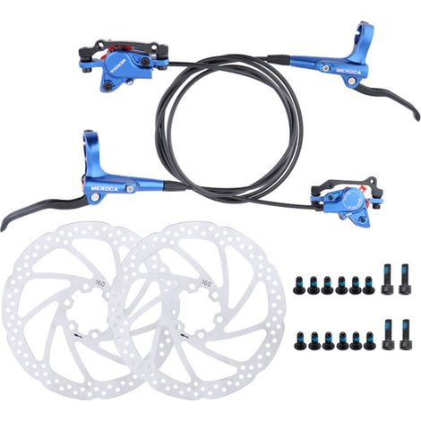 (Bleu) Kit de freins à disque hydrauliques pour VTT, freins à disque pour vélo