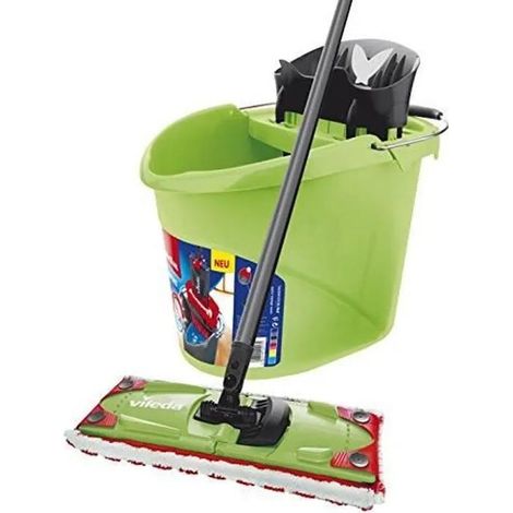 VILEDA ULTRAMAT CAJA 2 EN 1 KIT DE LIMPIEZA DE SUELOS, PLÁSTICO, VERDE, 29,5 X 45 CM, 2 UNIDADES
