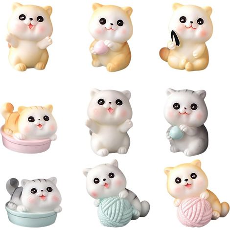10 mini figurines de chat pour gâteau, déco DIY maison, jardin ou bureau. (1/5)