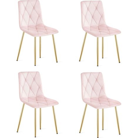 Sedia Libra - velluto rosa chiaro / gambe color legno x 4 (1/5)