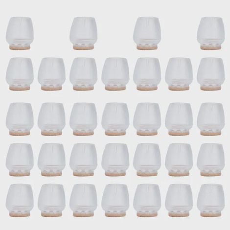 Couvre-pieds meubles silicone transparents antidérapants pour tables chaises, lot de 32 (1/5)