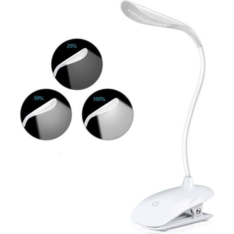 Lampe de Lecture, Liseuse Lampe 14 LED de Luminosité 360° Cou Flexible avec pour Lecture de Nuit Travail (1/3)
