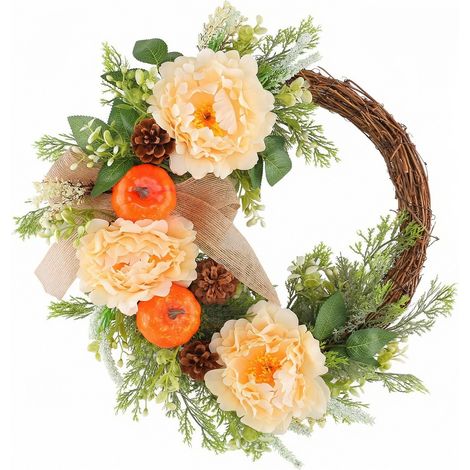 Couronne de Thanksgiving avec Citrouilles – Décoration d'Automne pour Porte et Mur – Alovez (1/5)