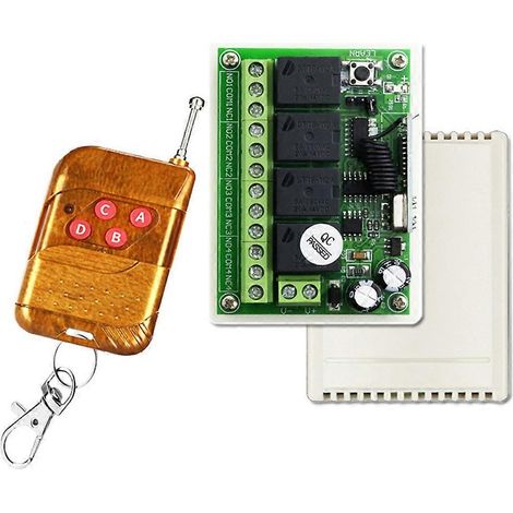 Module récepteur relais 433 MHz 12 V/24 V avec émetteur et télécommande sans fil RF pour éclairage de garage (bricolage). (1/5)