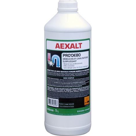 Aexalt – Déboucheur chimique de canalisation 1 litre – DEB508 – Puissant acide pour résidus graisseux et calcaires – Compatible fosses septiques