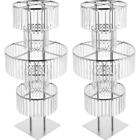 Soporte para flores, diseño de varios niveles, apariencia elegante, base cuadrada plateada, M-b (1/2)