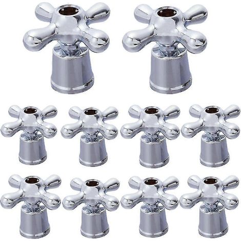 Lot de 10 boutons de robinet universels de rechange pour robinet d'eau chaude et froide (1/4)