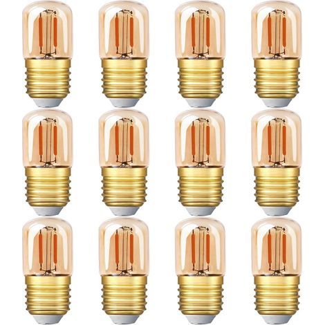 Mini ampoule LED tubulaire, 1W T28 Edison Ampoule à filament LED E27 Base à vis 2200K Ampoule jaune super chaude pour décorative non dimmable (verre ambré) 12 Pack [Classe énergétique G] (1/5)