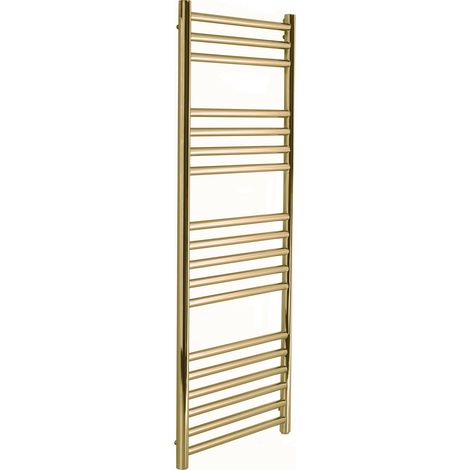 Manissa Boston Brushed Brass Heated Towel Rail 500mm W x 1000mm H Central Heating Bathroom Towel Radiator