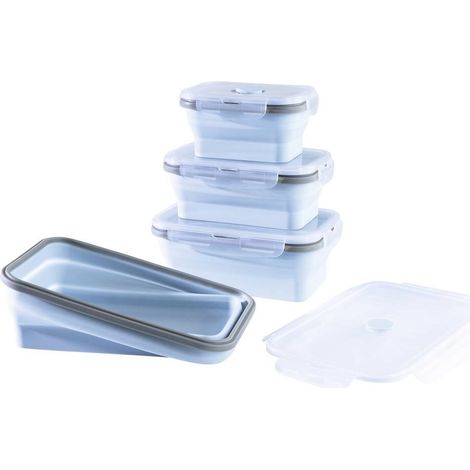 GourmetMaxx Récipient de conservation jeu de 4 silicone bleu clair 15096 (1/4)