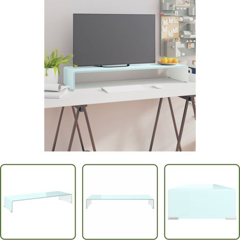 Étagère en verre -  Meuble TV/Support pour moniteur 90x30x13 cm verre vert (1/5)
