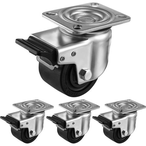 Roulettes pour Meubles avec Frein 70mm, 360 Degrés Roulettes Pivotantes Charge Lourde, Capacité de Charge 2000kg, Nylon Roue à Centre de Gravité Bas, adaptées pour le Exterieur, Industriel (1/5)