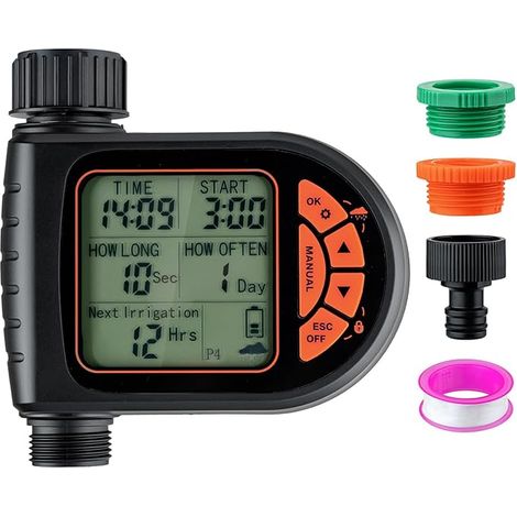 Mcbazel Programmateur Arrosage Automatique, Minuteur IP65 avec Retard de Pluie et Grand Écran LCD, Programmateur d'Arrosage pour Jardin, Ferme, Pelouse, Fleurs (1/5)
